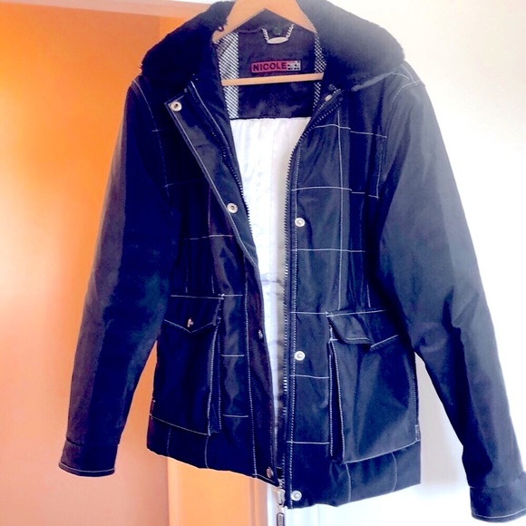 🔵Nicole Miller Faux Fur Collar Coat - Picture 5 of 5